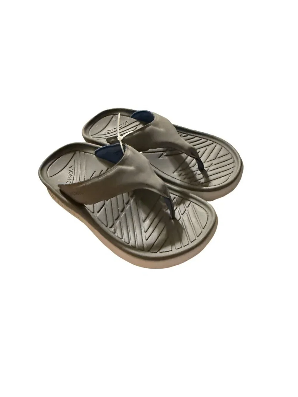 Vionic Mens Gray Flip Flop Sandals With Arch Support & Durable Outsole - Size 8